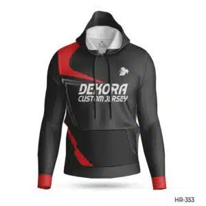 Dekora Custom Jersey 483 Black Red Sublimation Hoodie Blanks with Team Logo; White Red Sports Hoodies Custom Design with Name Number; customizable hoodies; custom hoodies for men;