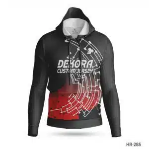 Dekora Custom Jersey 347 Black Red Sublimation Hoodie with Team Logo; Black White Sublimated Hoodie with Logo; best Custom Made Hoodies Cheap with Name Number; Top Quality custom print hoodie with Printed Team Logo; custom hoodie maker; customizable hoodies; personalized sweatshirt; custom hoodies for men;