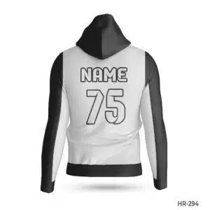 Dekora Custom Jersey 366 Custom Black White Hoodie with Name Number; Team Personalized Name Hoodies with Sublimation Print; Black White Sublimated Hoodie with Logo; Top Quality custom print hoodie with Printed Team Logo; custom hoodie maker; customizable hoodies; custom hoodies for men;