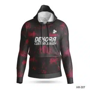 Dekora Custom Jersey 489 Premium Red Black Hoodie Polyester with Logo; best White Red Sports Hoodies Custom Design with Name Number; custom hoodie maker; customizable hoodies; custom hoodies for men;