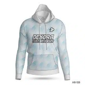 Dekora Custom Jersey 585 Premium White Blue Color Sport Hoodie with Team Logo; best Make Custom Made Hoodies Cheap with Sublimation Print; Top Quality custom print hoodie with Printed Team Logo; Custom Hoodies for Men All Over Printed; customizable hoodies; personalized sweatshirt; custom hoodies for men;