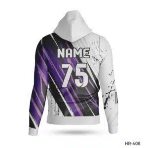 Dekora Custom Jersey 562 Premium White Purple Color Hoodie Polyester Apparel with Name Number; Premium Blue Custom Hoodies Sports Clothes Maker in USA; Premium Fabrics Polyester Hoodies for Sublimation with Logo; customizable hoodies; custom hoodies for men;