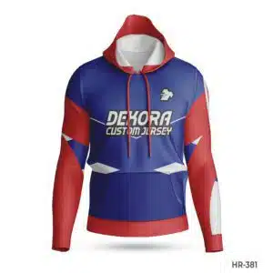 Dekora Custom Jersey 535 Red Blue Custom Hoodies for Sports Teams; Premium Blue Custom Hoodies Sports Clothes Maker in USA; custom hoodie maker; customizable hoodies; custom hoodies for men;