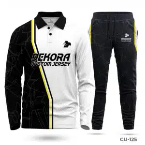 Black White Cricket Uniform Full Sleeve Apparel with Logo; Chinese Neck Custom Cricket Uniforms with Team Logo; Chinese Neck Cricket Uniform Full Set Sportswear; cricket uniform full set; uniforms for all sports; sublimated sports uniforms; best uniforms in sports;