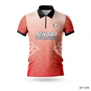 Dekora Custom Jersey 266 Zipper Neck Custom Red Polo Jersey with Logo; Zipper Neck Green Red Polyester Jersey with Logo; Sublimation Print Navy Blue Green Jersey with Logo; Premium Red White Volleyball Jersey Design Apparel; qualityful volleyball jersey maker in USA;