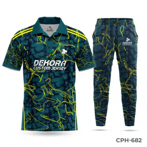 Cricket Polo Sublimation Uniform with Logo; Customized Blue Cricket Uniform with Logo; cricket uniforms; uniforms for all sports; sublimated sports uniforms; best uniforms in sports;