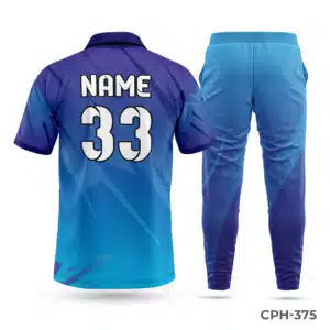 Customized Blue Cricket Uniform Maker in USA; Premium Polo Cricket Team Uniform with Team Logo; Chinese Neck Custom Cricket Uniforms with Team Logo; cricket uniforms; uniforms for all sports; sublimated sports uniforms; best uniforms in sports;