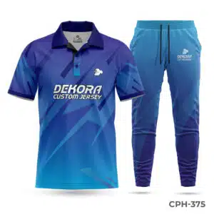 Customized Blue Cricket Uniform with Logo; Premium Polo Cricket Team Uniform with Team Logo; Chinese Neck Custom Cricket Uniforms with Team Logo; cricket uniforms; uniforms for all sports; sublimated sports uniforms; best uniforms in sports;